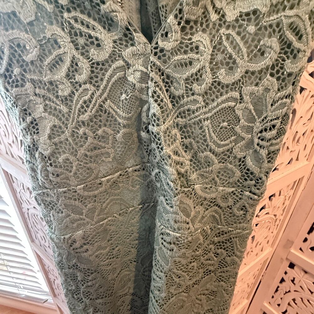 Revamped Light Green Lace dress with open Back size Medium
